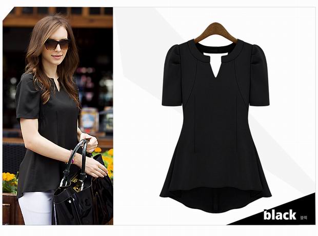 F66633-3  Fashionable Black Peplum Top